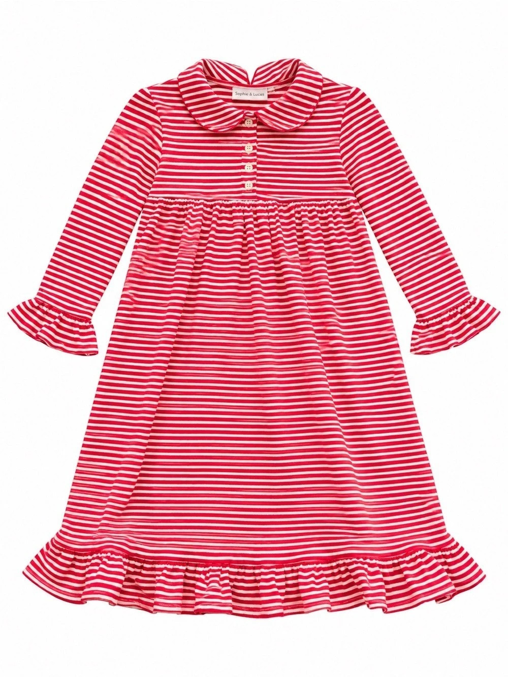 Bayou Blanks Holiday Nightgown Girls Size 8 Red & White Striped Dress